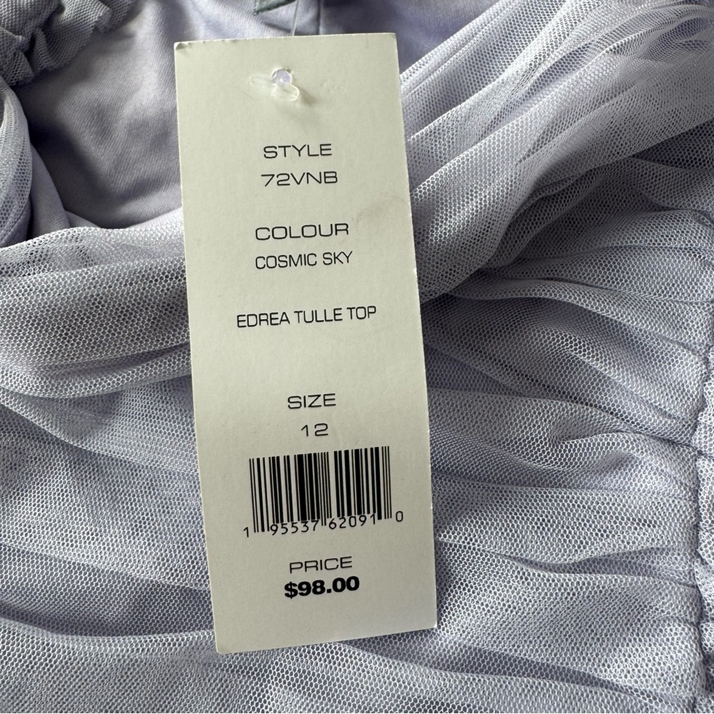 French Connection‎ Edrea Tulle Top NWT size 12 in Cosmic Sky Sheer Cropped - Picture 8 of 14